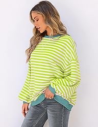 UEU Womens Casual Long Sleeve Striped Shirts