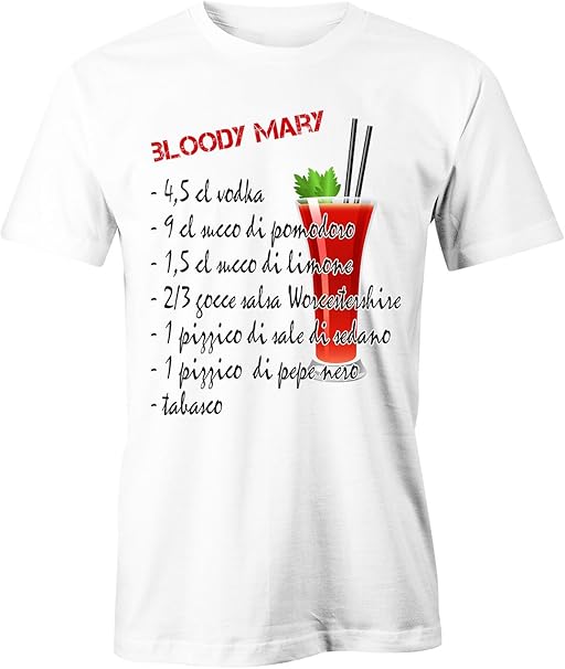 Puzzletee Maglietta Bloody Mary Ingredienti Cocktail Cocktail Summer T Shirt Divertenti In Cotone By Amazon It Abbigliamento