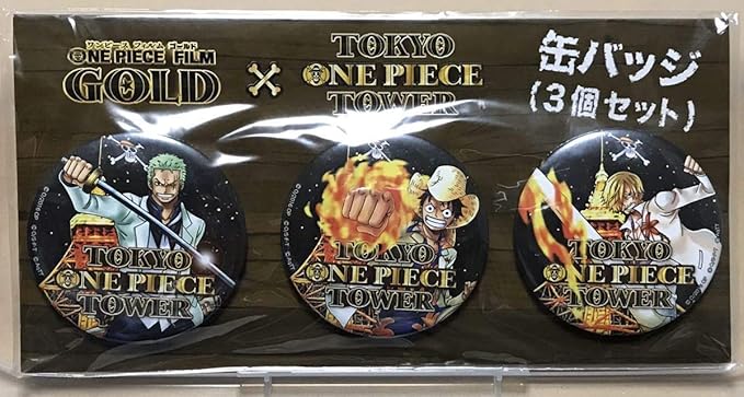 Amazon Co Jp 品 ワンピース 缶バッジ 東京タワー ワンピースタワー 缶バッチセット Gold ゴールド 3強 ルフィ ゾロ サンジ ホビー 通販