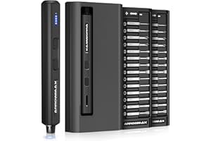 AM ARROWMAX Electric Screwdriver, Cordless Precision Screwdriver Set with 28 Magnetic Precision Bits, Rechargeable Portable Repair Tool Kit for Electronics Laptops Glasses Clocks (SES MINI) Black