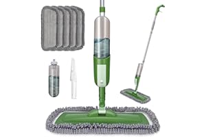 Nolopau Spray Mop for Floor Cleaning, Commercial Wet Spray Mop with 530ML Water Bottle and 5 Pcs Washable Pads, Microfiber Mop with Sprayer for Hardwood Laminate Tile Ceramic Surface, 1 Scaper