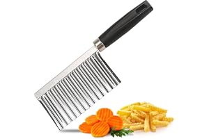 Tiankohelan Stainless Steel Crinkle Cutter Knife for Potatoes Cucumbers Vegetables(Black)