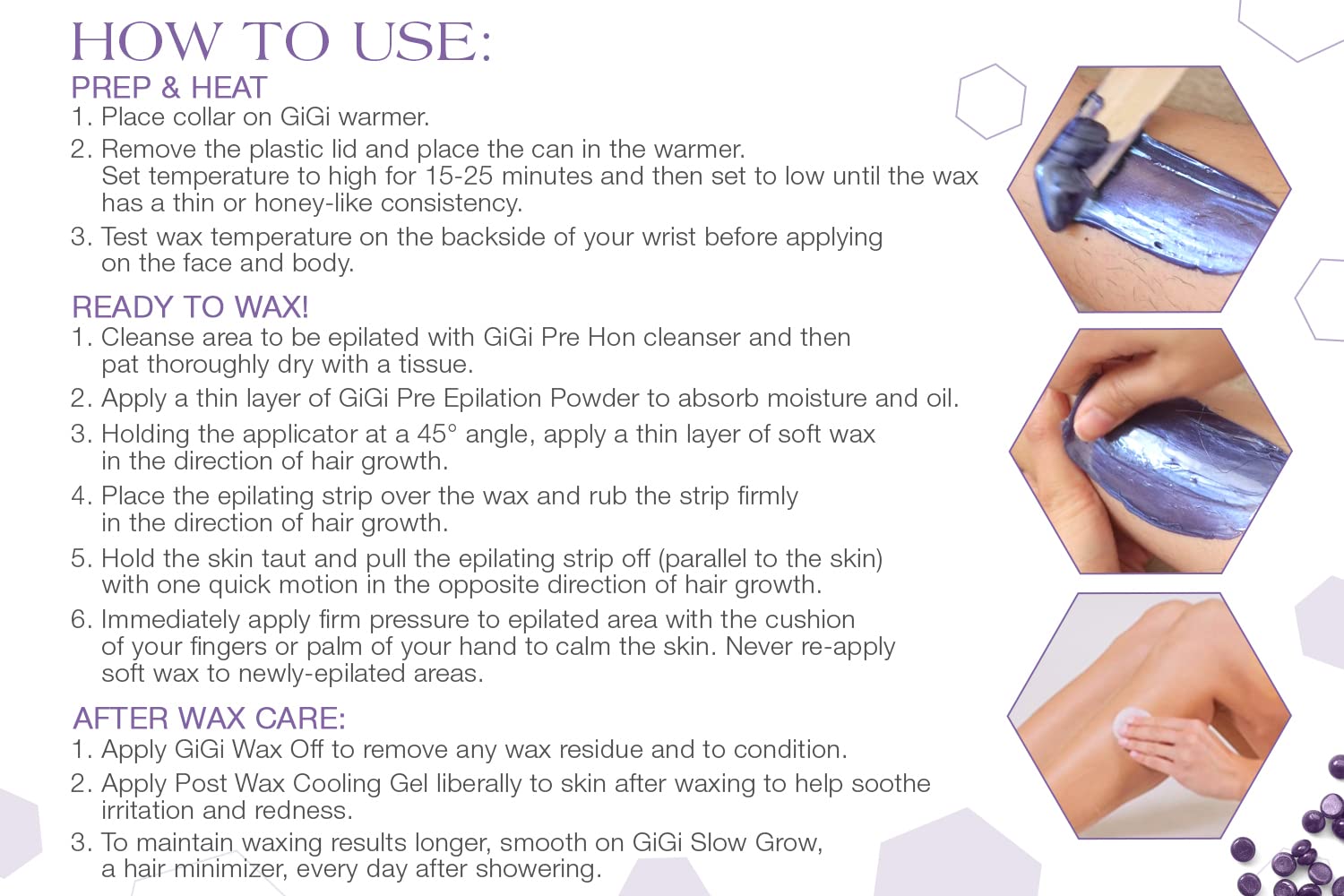 GIGI Hard Wax Beads for Hair Removal - Relaxing Lavender, Waxing Beads for Face, Body, and Sensitive Areas, 14 oz