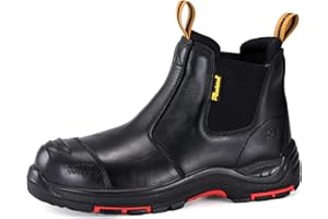 Mens Chelsea Work Boots Steel Toe Safety Boots Cow Leather Waterproof Lightweight Working Shoes …