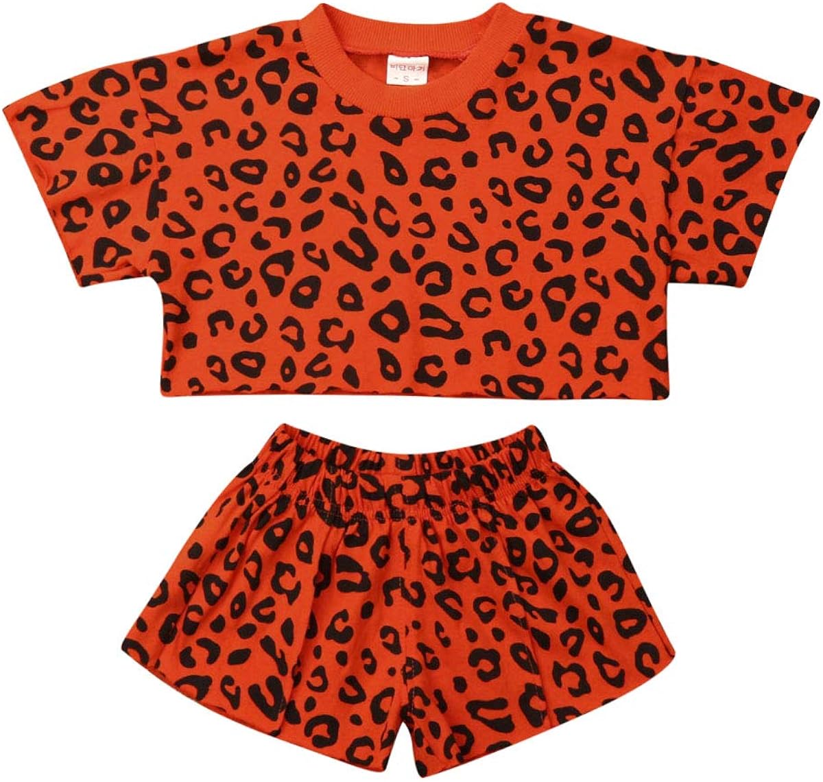 Toddler Baby Girl Leopard Summer Outfits Set Short Sleeve