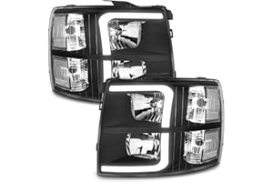 WEELMOTO LED Headlights Compatible with 2007-2013 Chevy Silverado 1500/07-14 Silverado 2500HD 3500 Headlight Assemblies Black