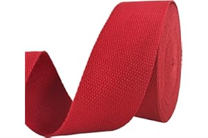 AEVORA 2 inch Cotton Webbing Braid Handles Bag Strap 15ft High Density Webbing Plain Weave Straps for Cloth Tote Bag, Pet Collars, DIY Projects, Crafts, Outdoor Accessories (Red 501)