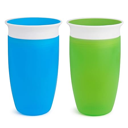 Munchkin Miracle 360 Sippy Cup, 10 Ounce, 2 Count (Green/Blue)
