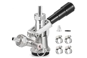 Zazolyne Keg Coupler Sankey Keg Tap Dispenser,Commercial Keg Coupler D Tap Kegerator with 304 Stainless Steel Probe, 4 Hose Clamps for I.D 5/16'' Draft Beer Line Gas Tubing