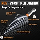 ss shovan 3Pcs Premium HSS M35 Cobalt Step Drill Bit Set TiAlN 1/4-7/8" view 4