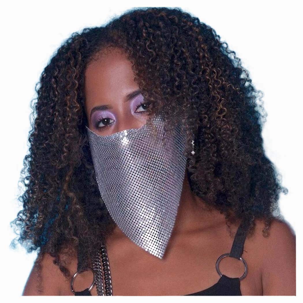Barode Sparkly Mesh Mask Silver Masquerade Ball Party Nightclub Clubwear Face Masks Venetian Mardi Gras Jewelry for Women and Girls