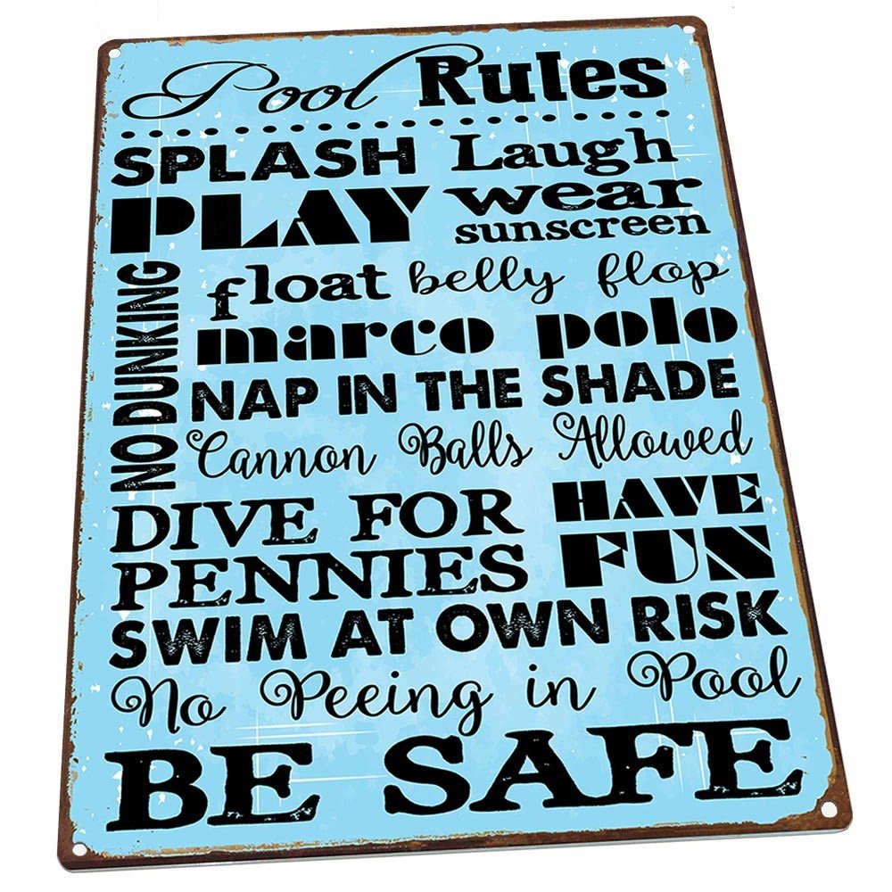 Pool Rules Metal Sign, Motivational Rules, Swimming Pool Sign, Positive Thinking, Modern Decor by HBA