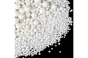 JOYVITAS Edible White Pearl Sugar Sprinkles for Cake Decorating, Candy Pearls Cupcake Toppers, 150g/5.29oz, Mix Sprinkles, Baking Cake Decorations, Easter, Wedding Party Chirstmas Supplies