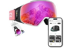 SKIWARRIOR Bluetooth Smart Ski Goggles with Walkie-Talkie for Adult-Anti Fog Snowboard Goggles with Play Music,Answer Calls