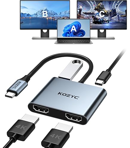 Amazon.com: KOZYC USB C to Dual HDMI Adapter 4K@60hz, Type C to