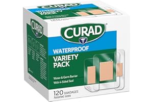 Curad Waterproof Bandage Variety Pack, 3 Styles Included; Assorted Size, 120 Bandages