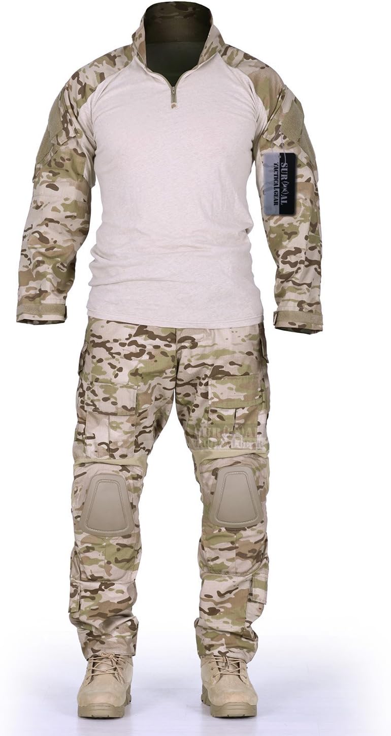 Combat Gen3 Tactical Uniform Men Military Shirt and Pants with Knee Elbow Pads