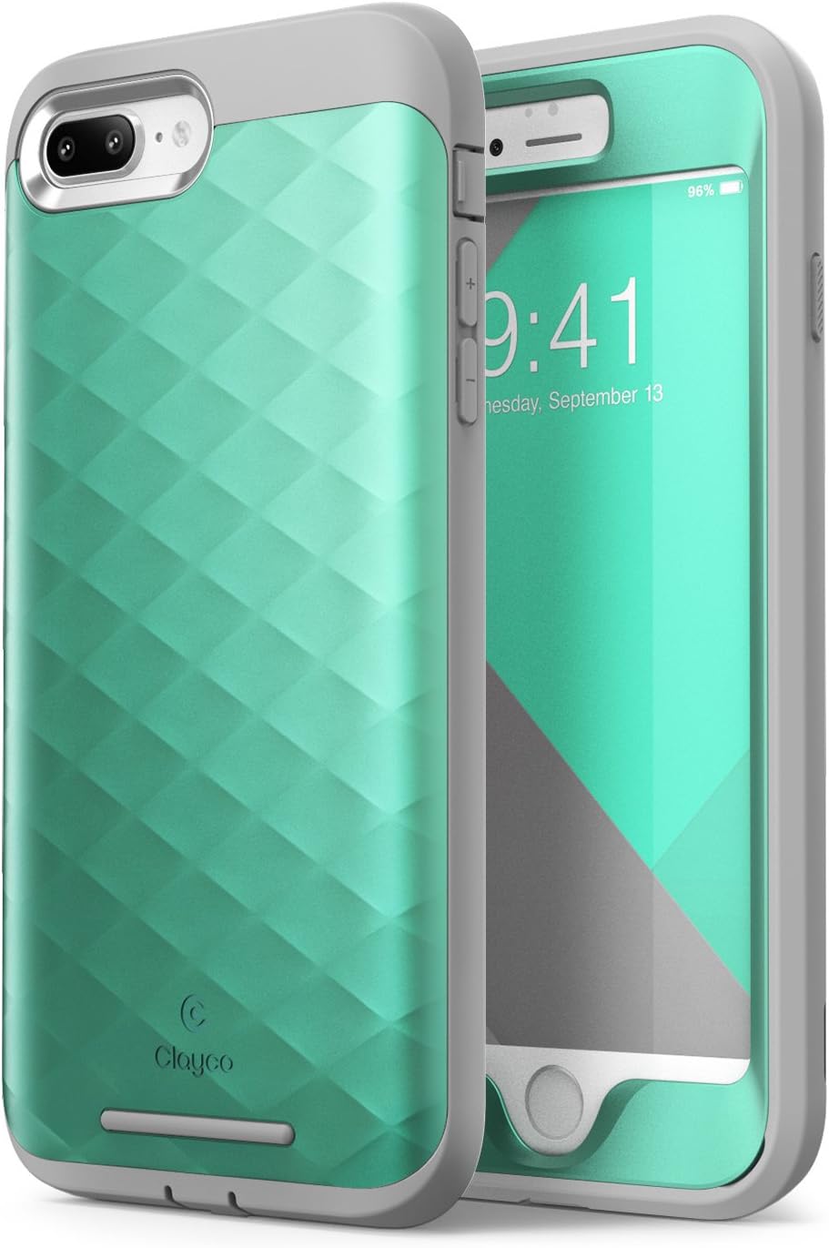 Clayco iPhone 8 Plus Case, iPhone 7 Plus Case, Hera Series Full-Body Rugged Case with Built-in Screen Protector Compatible with Apple iPhone 7 Plus 2016/ iPhone 8 Plus 2017 (MintGreen)