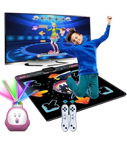 Jeu éducatif Enfant Tapis Danse Musical Enfant 6 Flèches LED | 5 Modes Jeu Éducatif | Cadeau 3-10 Ans Anniversaire Noël Rainbow High