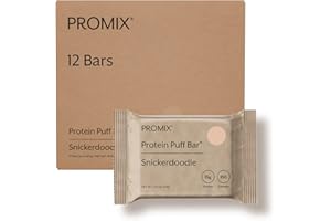 PROMIX NUTRITION Promix Protein Puff Bars, 12-Pack - Snickerdoodle - Marshmallow Crispy Treat - Great Tasting & Healthy On The Go Snack - High Protein & Low Calorie - Non-GMO & Free From Gluten, Soy, & Corn