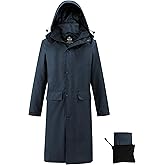 wantdo Mens Rain Jacket Waterproof with Hood Packable Long Rain Coat Lightweight Rainwear Raincoat