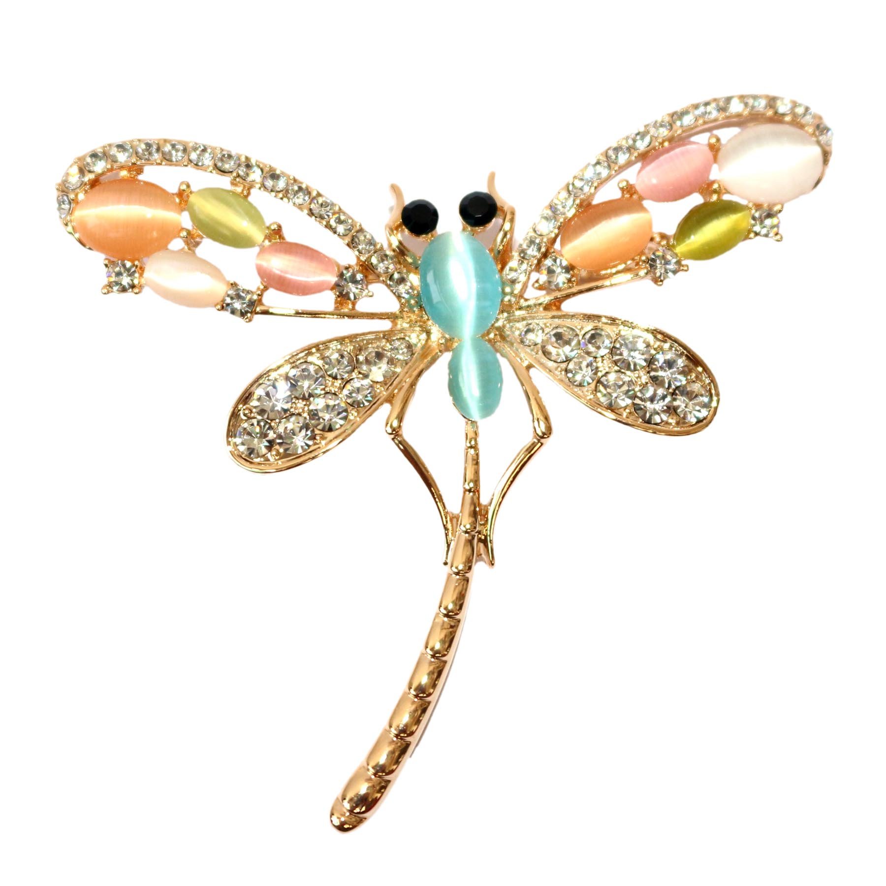 Navachi 18k Gold Plated Colorful Opal Crystal Dragonfly Az7905b Brooch pins