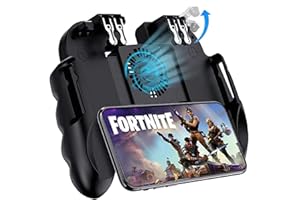 GXCDIZX Mobile Game Controller with Cooling Fan/Phone Holder, Phone Gamepad for PUBG/Fortnite/Call of Duty, Tomoda L1R1 Mobile Triggers for 4.7”-6.5” iOS Android Phones