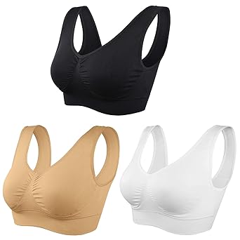 SIMIYA Damen Sport BH, Bequem Frauen Bustier, Push Up und Ohne Bügel, 1er Pack 3er Pack