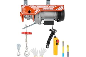 CREWORKS Electric Hoist, 1500lbs Electric Hoist with 16.4ft Wired Remote Control 39ft Single Cable Lifting Height, 1150W Single Double Slings Hoist Lift Ceiling Winch for Factory Warehouse Garage