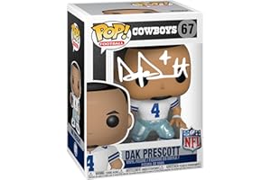 HOFSM.COM HALL OF FAME SPORTS MEMORABILIA Dak Prescott #67 Facsimile Signed Reprint Laser Autographed Funko POP! Football NFL: Dallas Cowboys Figurine with Protector Case