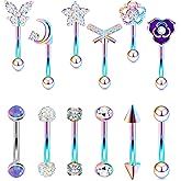 Vsnnsns Rook Daith Piercing Jewelry 16G Stainless Surgical Steel Curved Barbell Eyebrow Rings Vertical Labret Lip Piercing Jewelry Rook Daith Earrings for Women Men 6MM 8MM 10MM Hypoallergenic