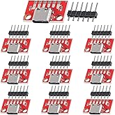 DKARDU 10 pcs USB Type-C Breakout Board Serial Basic Breakout Female Connector Type with Pin Header 2.54mm / 0.1" PCB Convert
