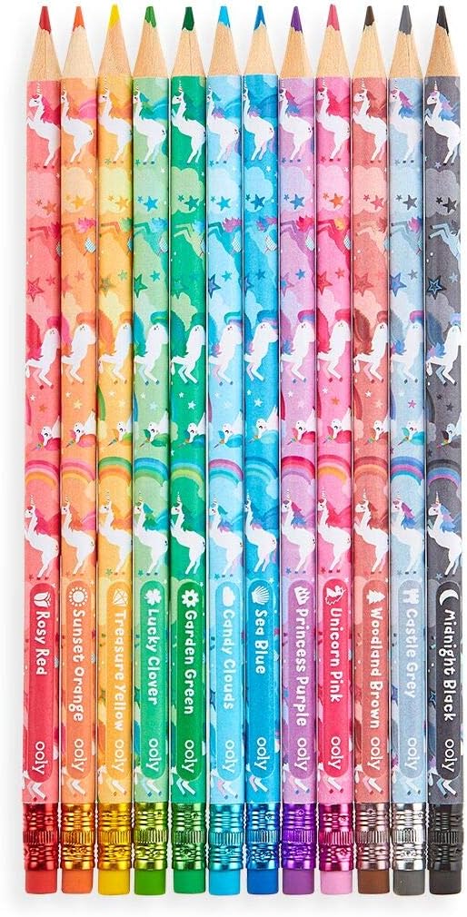 OOLY, Unique Unicorns Erasable Colored Pencils - Set of 12: Office Products