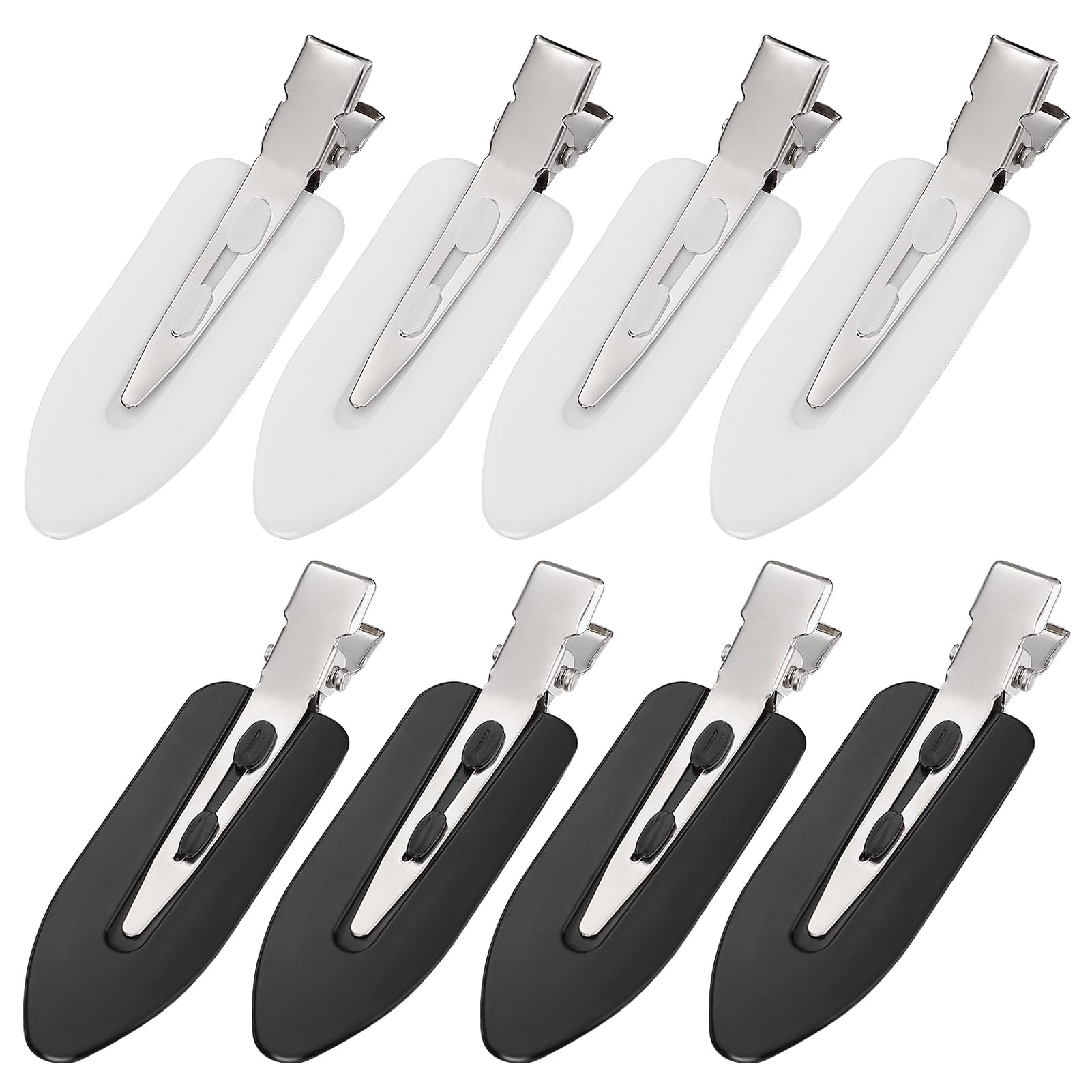 Photo 1 of 8Pcs No Bend No Crease Hair Clips - Styling Duck Bill Clips Alligator Hair Barrettes for Styling Sectioning Small Gifts for Women Girl Salon Hairstyle Hairdressing Bangs Waves, Black & White