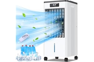 YIJU Portable Air Conditioners, 3-IN-1 Evaporative Air Cooler w/4 Modes 3 Speeds, 1.6 Gal Water Tank, Swamp Cooler w/Remote, Windowless Air Conditioner w/12H Timer, Portable AC for Room Office Multicolor