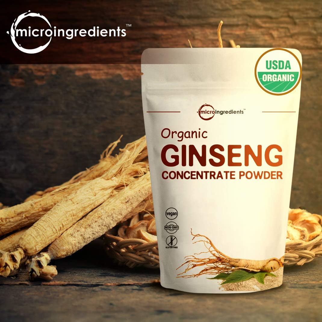 Maximum Strength Organic Ginseng Root 200:1 Powder, 4 Ounce, Red Panax Ginseng Powder, Active Ginsenosides to Support Energy, Immune System, Mental Health & Physical Performance, Vegan: Health & Personal Care