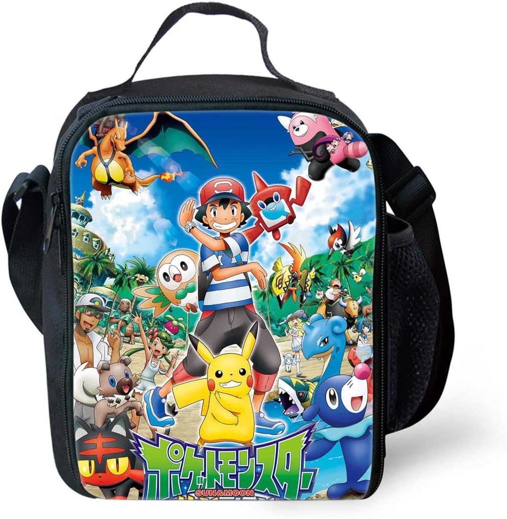 3D Cartoon Printed Poke-mon Lunch Bag for Children Kid Food Bag Fashion Pattern Teens Teens Lunch Box Tote Pupil Cooler Bag for Lunch,Picnic Food Bag for Girls and Boys (Lunch Bag 7)