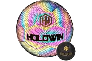 HW HOLOWIN HOLOWIN Holographic Luminous Soccer Ball for Night Games & Training, Glowing in The Dark Light Up Reflective with Camera Flash Reflects Light Toy Gifts for Boys, Kids, & Men (Size 5)