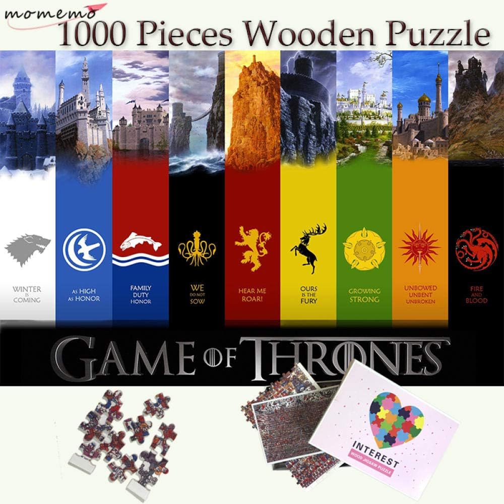 Lmyly Game of Thrones Family Badge Wooden Puzzle Toy 1000 Pieces Puzzle Adults Teenagers Kids Customized Puzzle Games