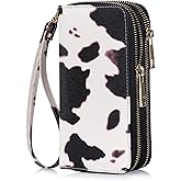 HAWEE Double Zipper Wallet for Woman Clutch Purse with Cell Phone Holder for Smartphone/Card/Coin/Cash