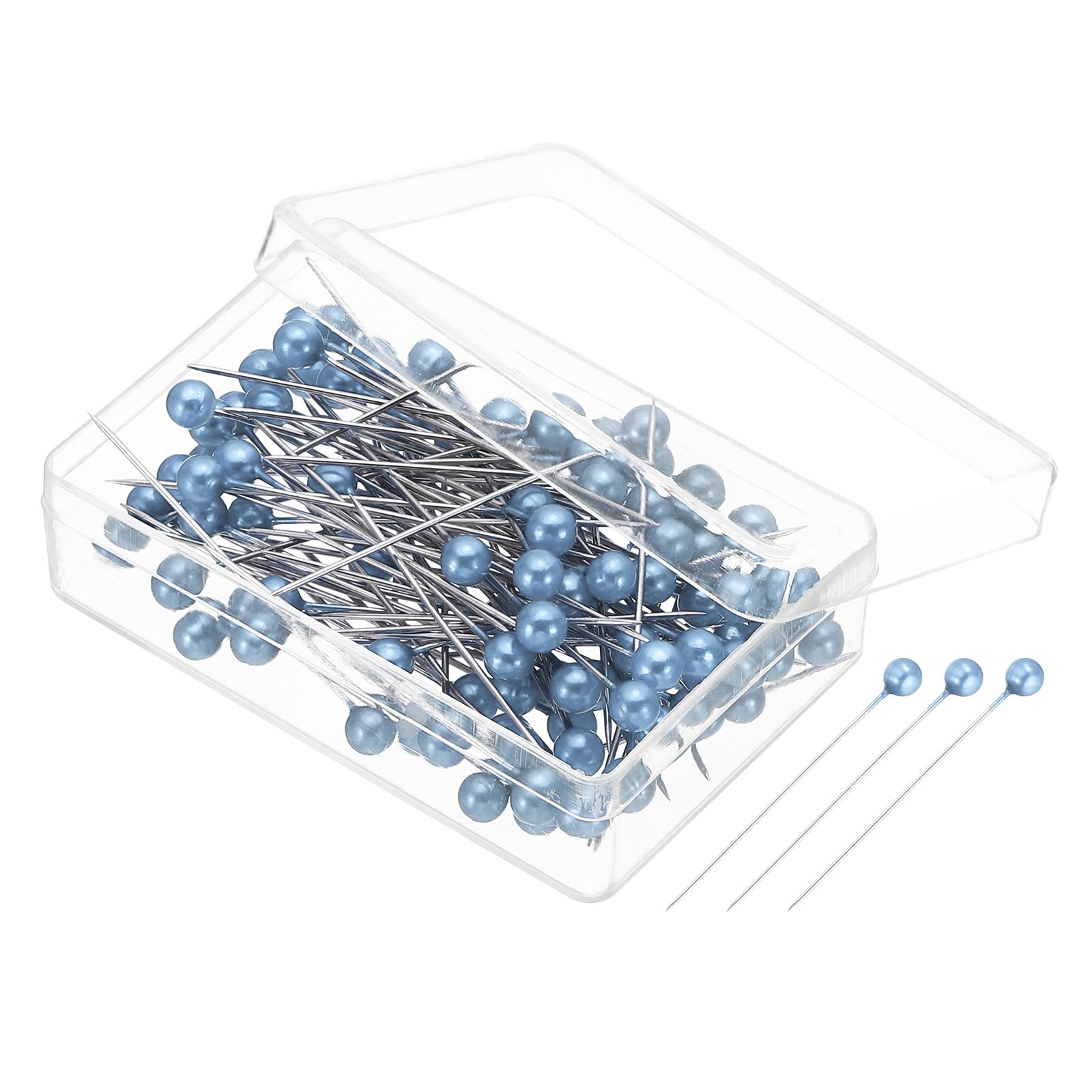 PATIKIL Sewing Pins, 600 Pcs 1.5 Inch Straight Pin with Plastic Pearlized Ball Head for Fabric, Decorative, Jewelry DIY, Craft and Sewing Project, Sky Blue