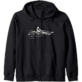 Rower Sketch Rowing Shell Zip Hoodie