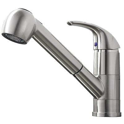 Comllen Commercial Stainless Steel Single Handle Rv Pull Out Kitchen Faucet, Single Lever Pull Down Brushed Nickel Prep Kitchen Faucets with Sprayer Bar Facuet