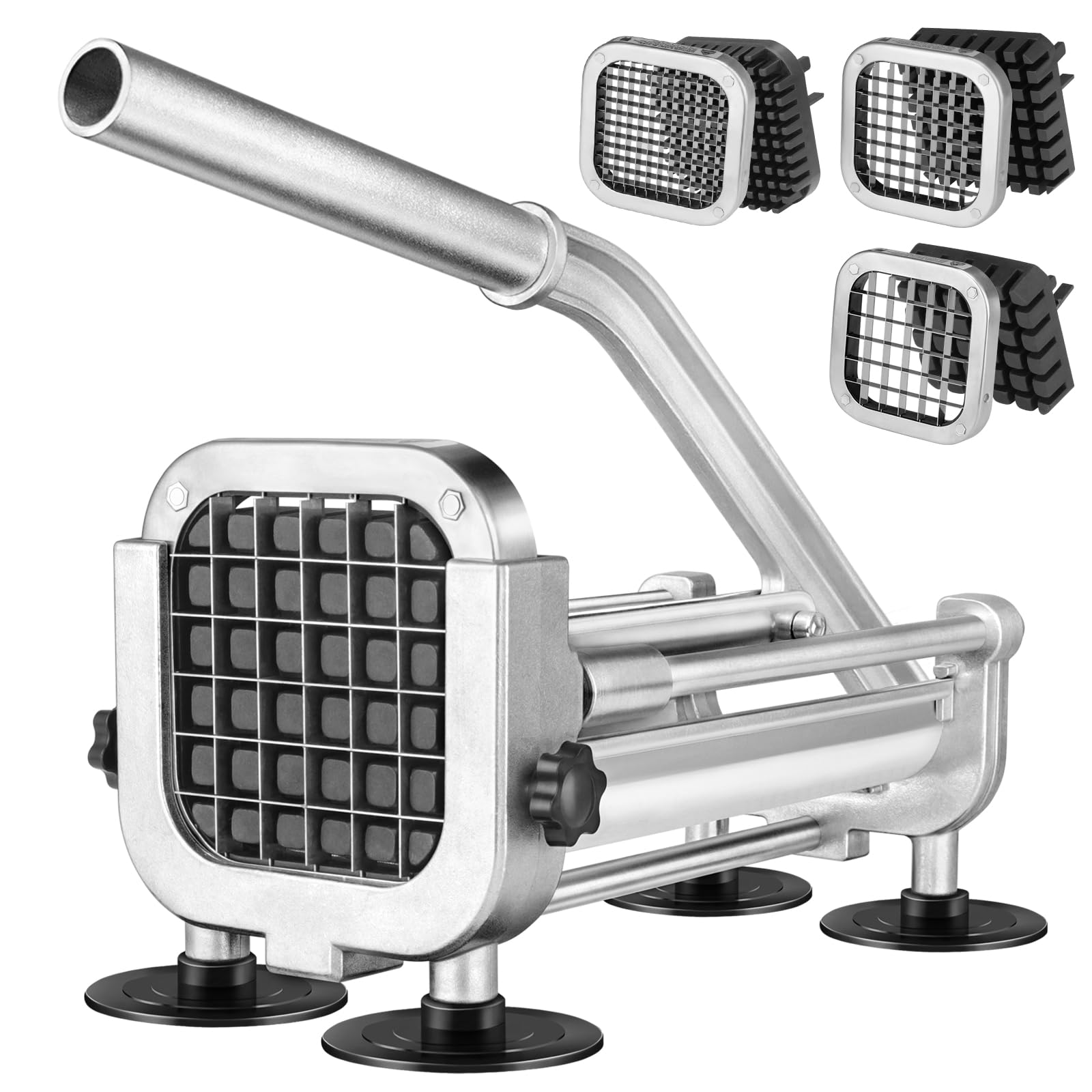 Photo 1 of French Fry Cutter, Ruooson Professional Potato Cutter Slicer with 1/2 In & 3/8 In & 1/4 In Stainless Steel Blades, Great for Whole Potatoes Carrots Cucumbers.