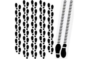 60 Pairs 120 Pcs Black Footprints 7 Inch Shoe Stickers Floor Stickers Decals Feet Distance Floor Wall Stairs for Class Instru