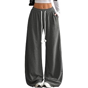 ZAFUL Womens Wide Leg Sweatpants Vintage Sweat Pants with Pockets | Drawstring Elastic Waisted Sweatpants Fashion Baggy Loung
