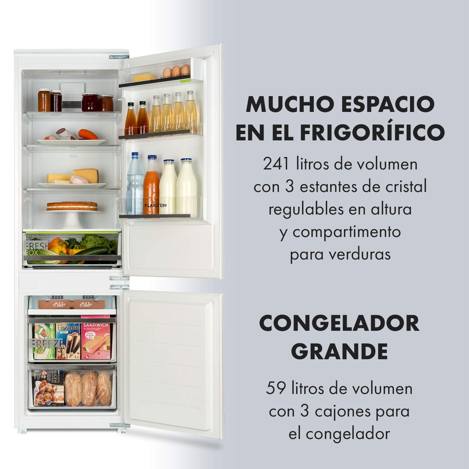 Klarstein CoolZone - Nevera combi para montar en la cocina, 3 ...