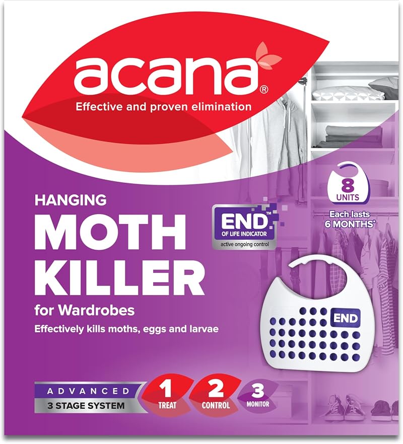 Acana Hanging Moth Killer & Freshener 8 Pack Lavender Fragrance