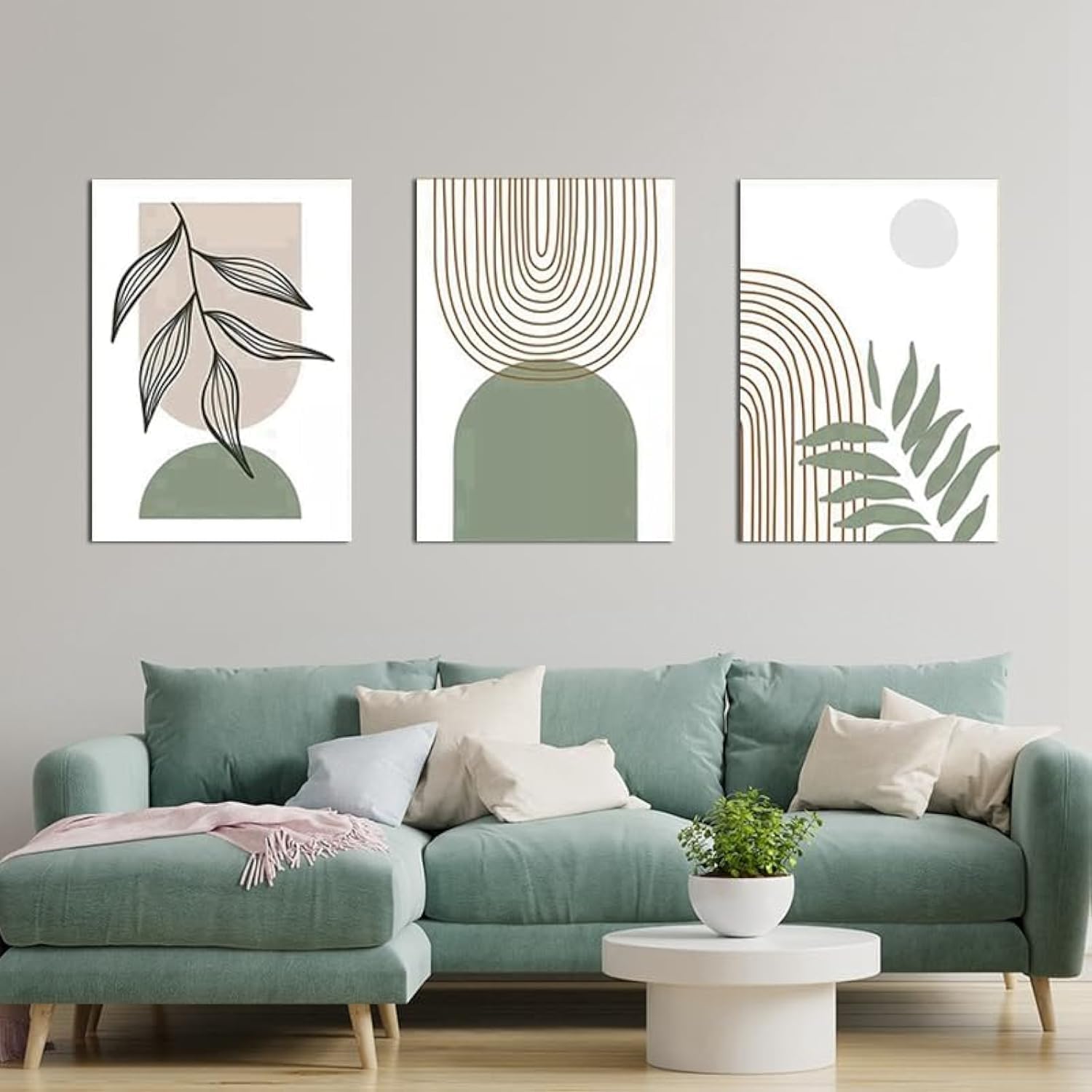 LPFNSF Modern Abstract Poster Set, Bohemian Style Home Background Wall Decoration Picture, Plant Leaf Printed Poster, Frameless (Style 3, 60x90cm*3)