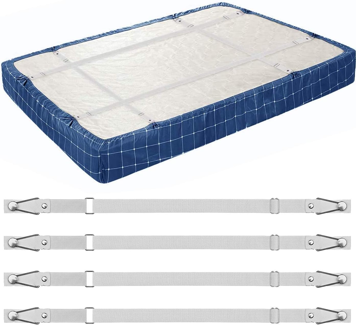 Amazon Com Zhoubin Bed Sheet Fasteners Adjustable Bed Sheet Suspenders Straps Grippers Mattress Sheet Clips Keep Sheet In Place Heavy Duty White Home Kitchen